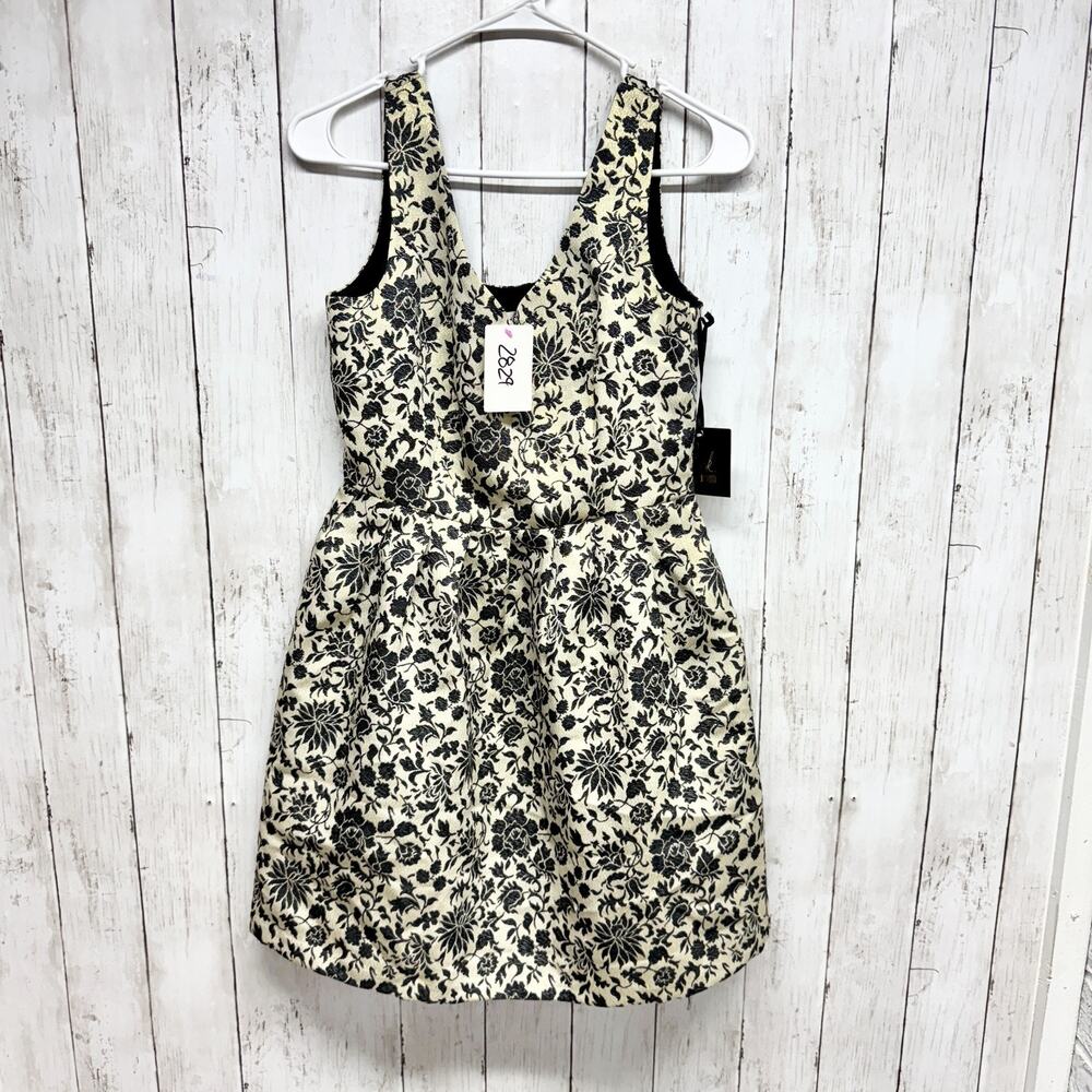 BB Dakota Cream and Black Floral Mini Dress